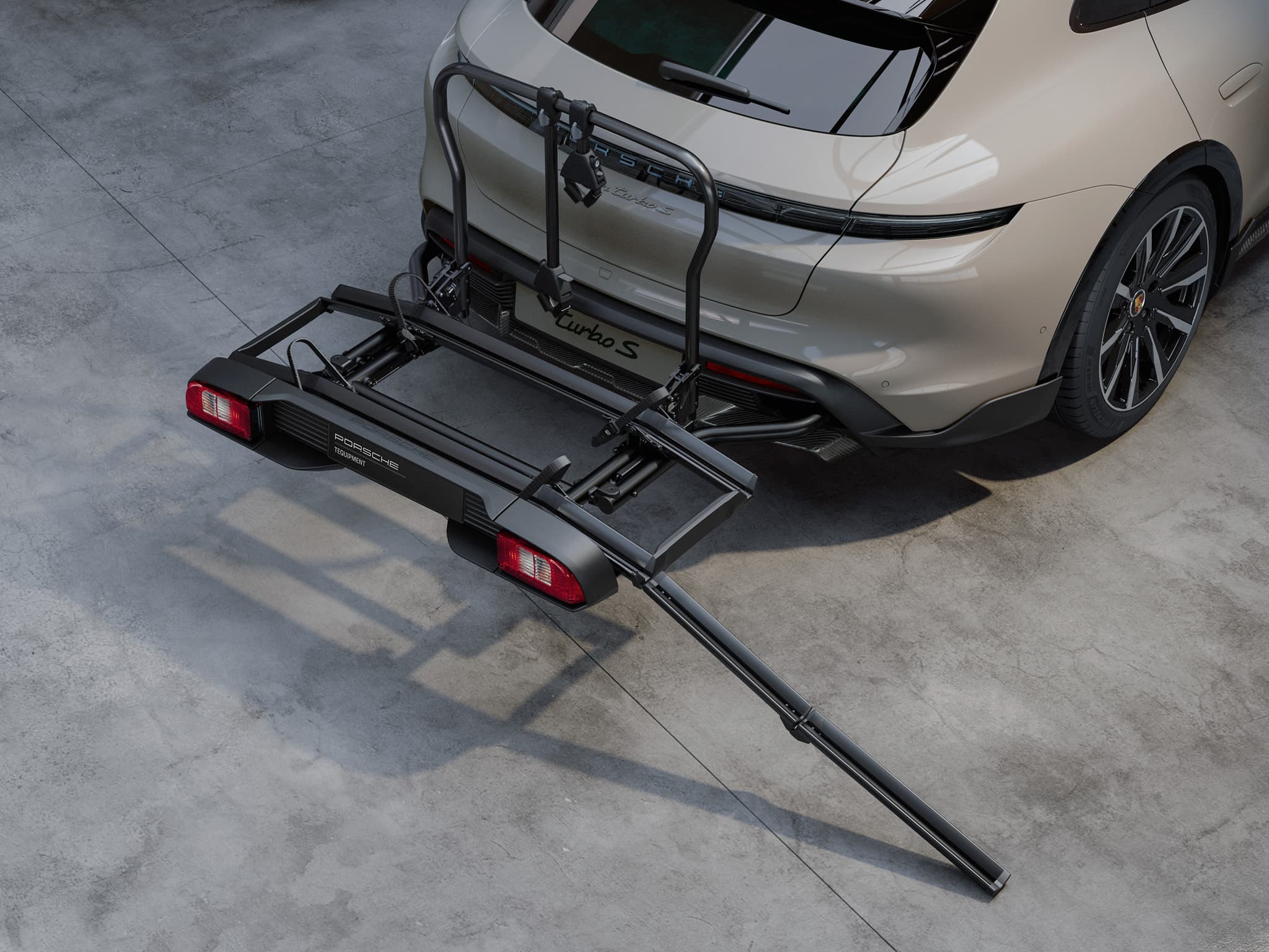 2022 Taycan Turbo S Cross Turismo with Rear bike rack with bicycle ramp